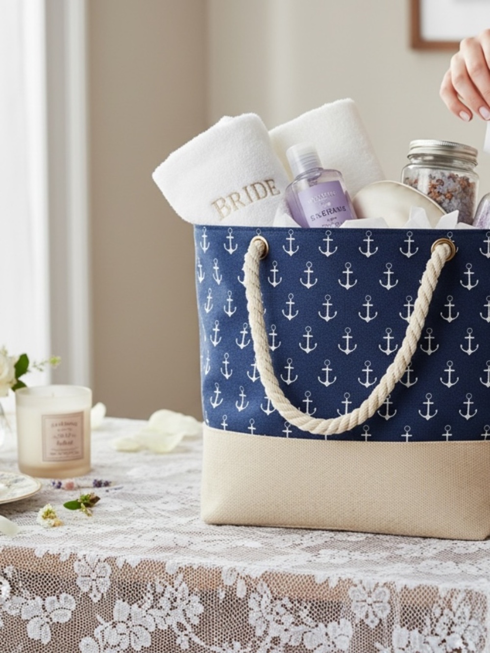 NWT Anchor Canvas Summer Beach Tote Shower Bridal Wedding Gift Bag